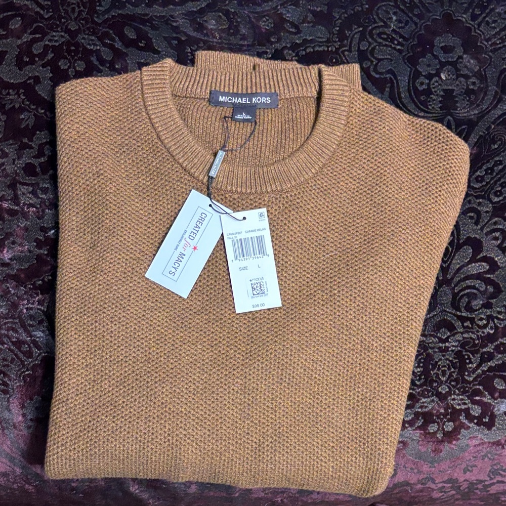 Michael Kors Men's Brown Crewneck Sweater. Size L. NWT